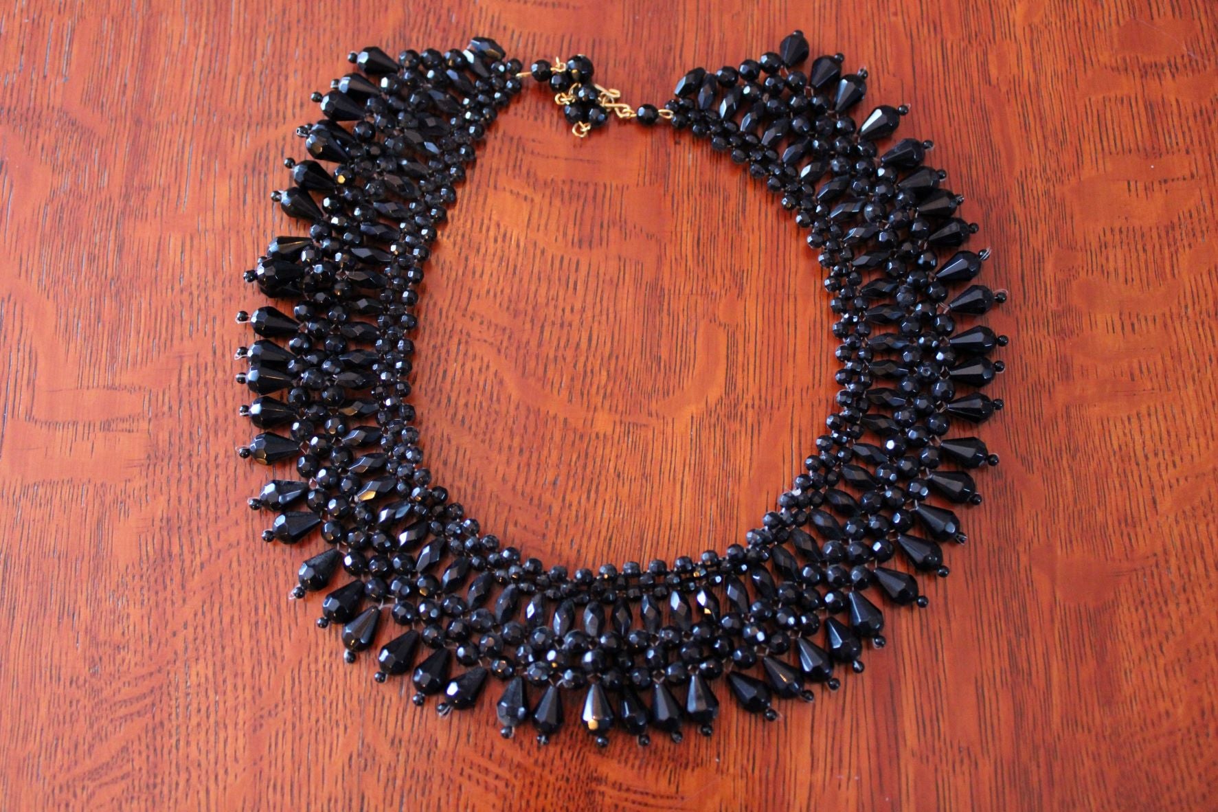 Vintage Black Bead Choker Necklace