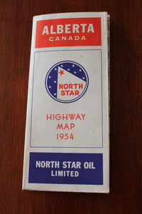 Vintage North Star Oil Highway Map of Alberta, 1954