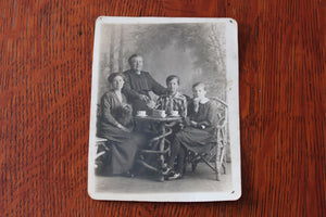 Old RPPC - Family Having Tea Around Table Made of Limbs + Dog