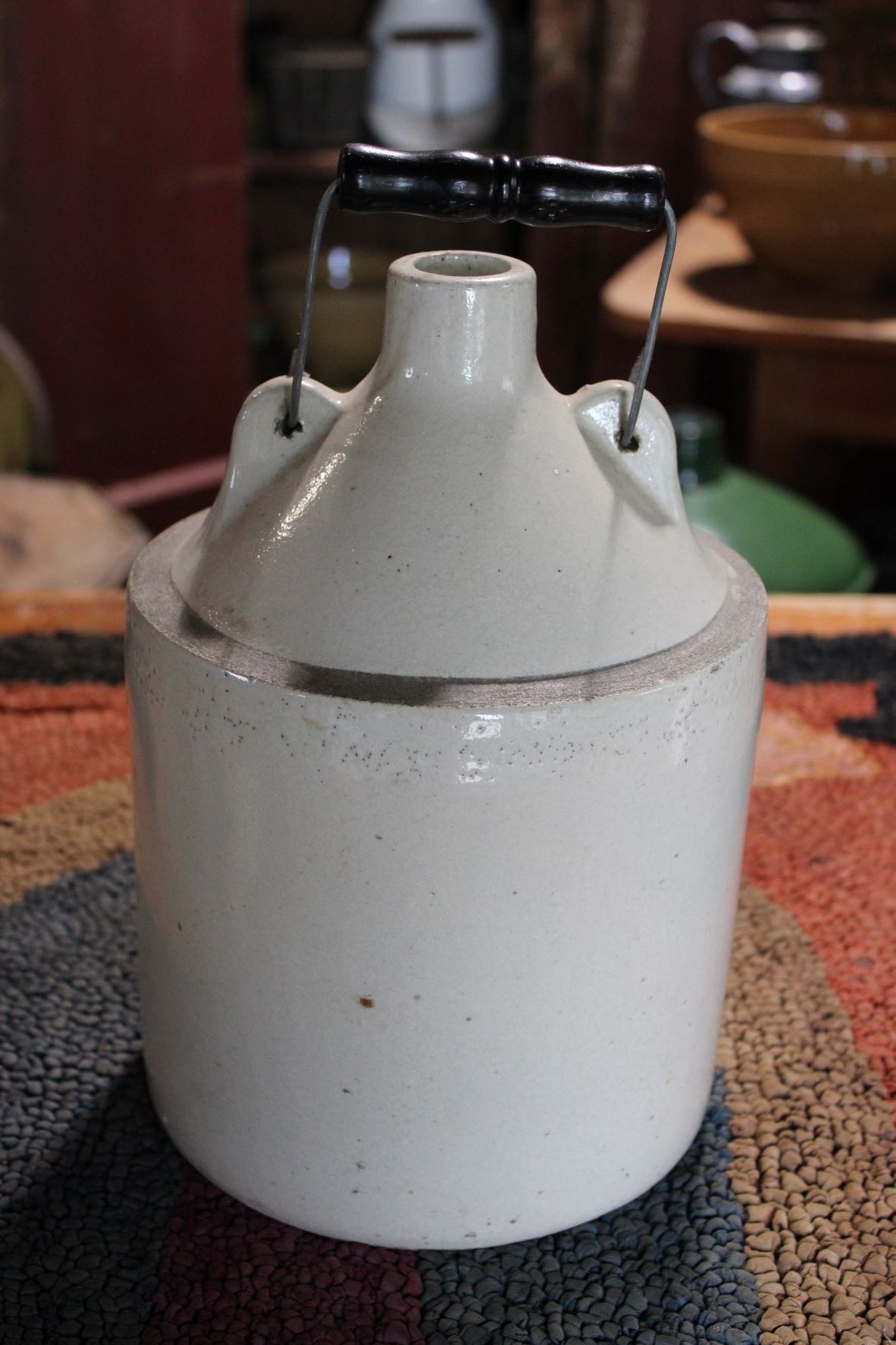 Vintage Stoneware Jug/Crock With Wire Handle