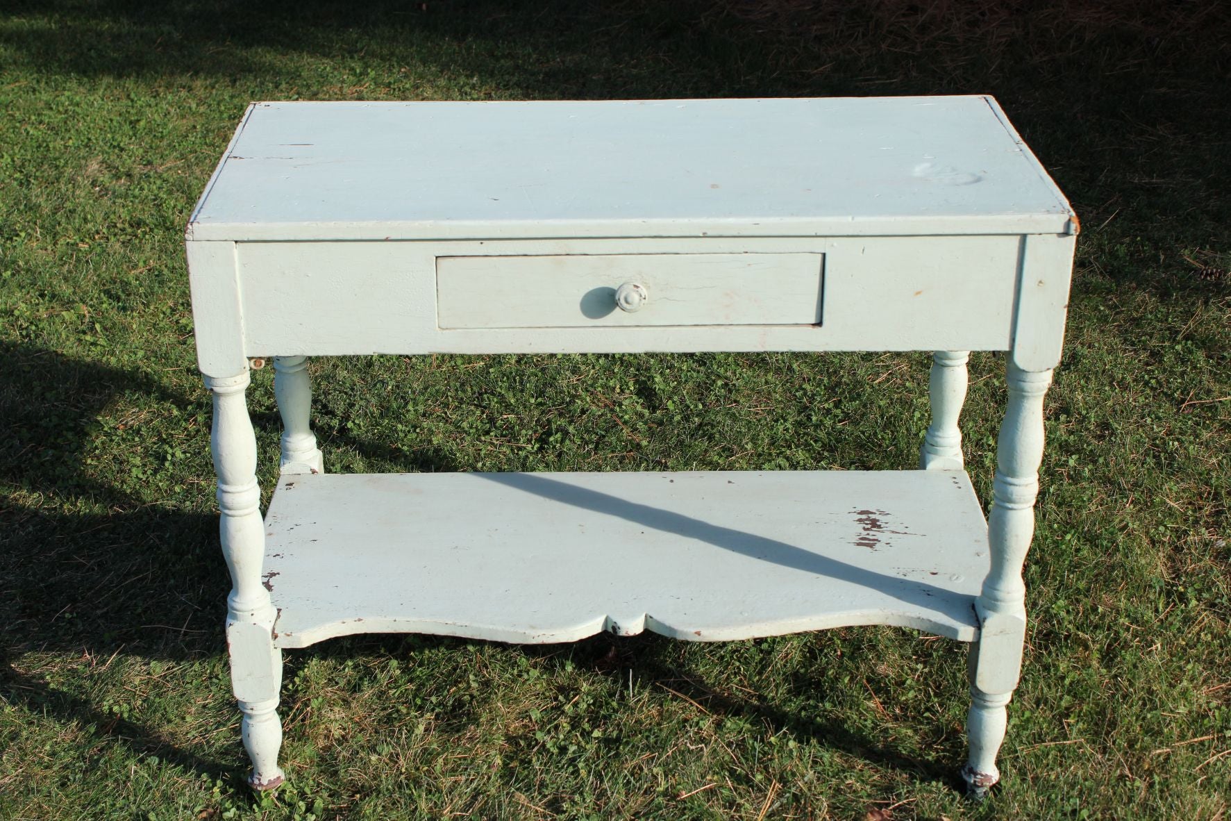 Antique Washstand In Old Light Green Paint