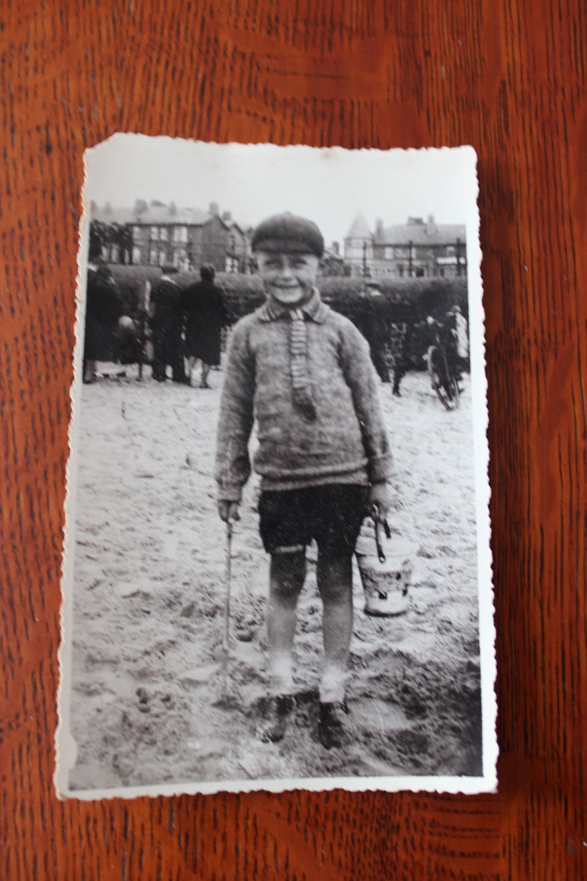 Vintage RPPC - Boy At Seaside With Tin Sand Pail