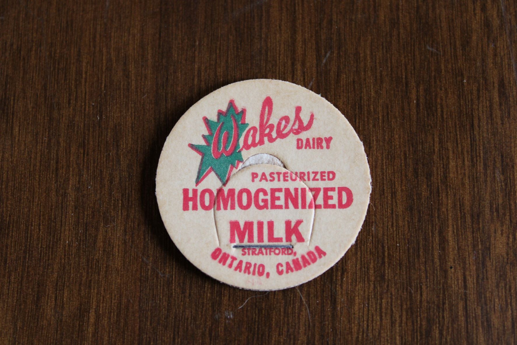 Vintage Cardboard Milk Bottle Top - Wakes Dairy - Stratford