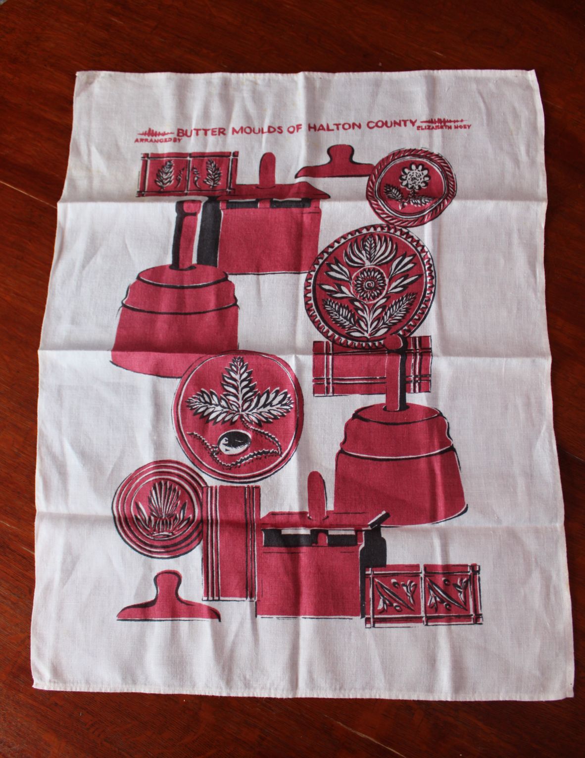 Vintage Elizabeth Hoey "Butter Moulds of Halton Country" Towel