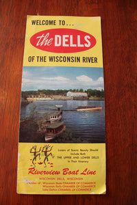 Vintage brochure for "The Dells of the Wisconsin River - Riverview Boat Line"