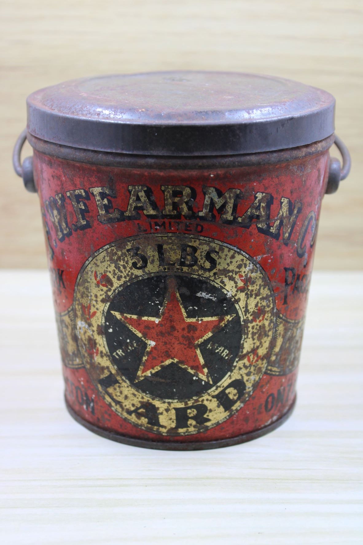 Vintage F.W. Fearman Co. 3 Lb. Lard Tin - Hamilton, Ontario
