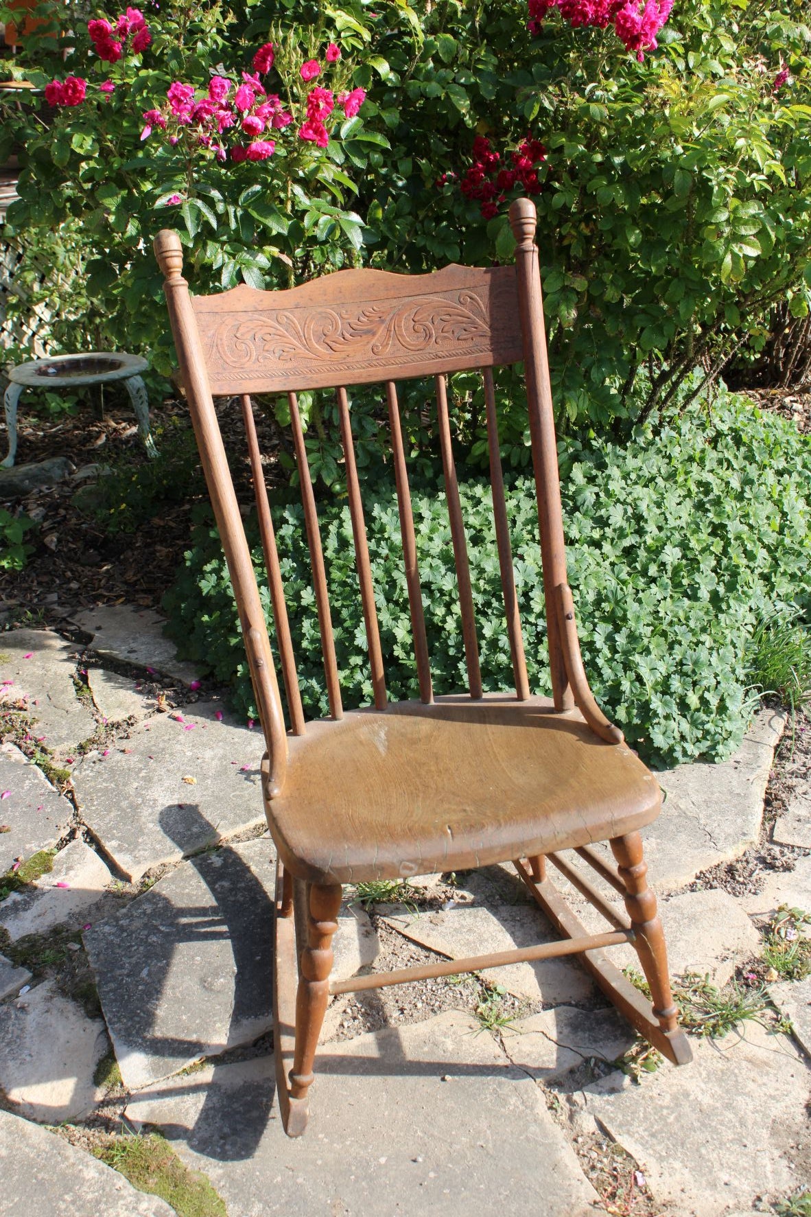 Old Pressed Back Rocking Chair