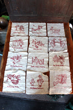 Load image into Gallery viewer, Lot of 12 Vintage Red Work Embroidery Quilt Squares
