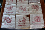 Load image into Gallery viewer, Lot of 12 Vintage Red Work Embroidery Quilt Squares
