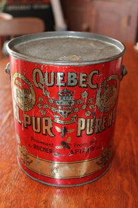 Vintage Quebec Pure Honey Tin - Red
