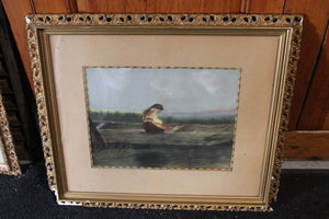 Vintage Painting Of A Girl In A Row Boat