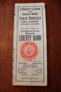 Vintage Street Guide And Road Map San Diego City - County Southern California