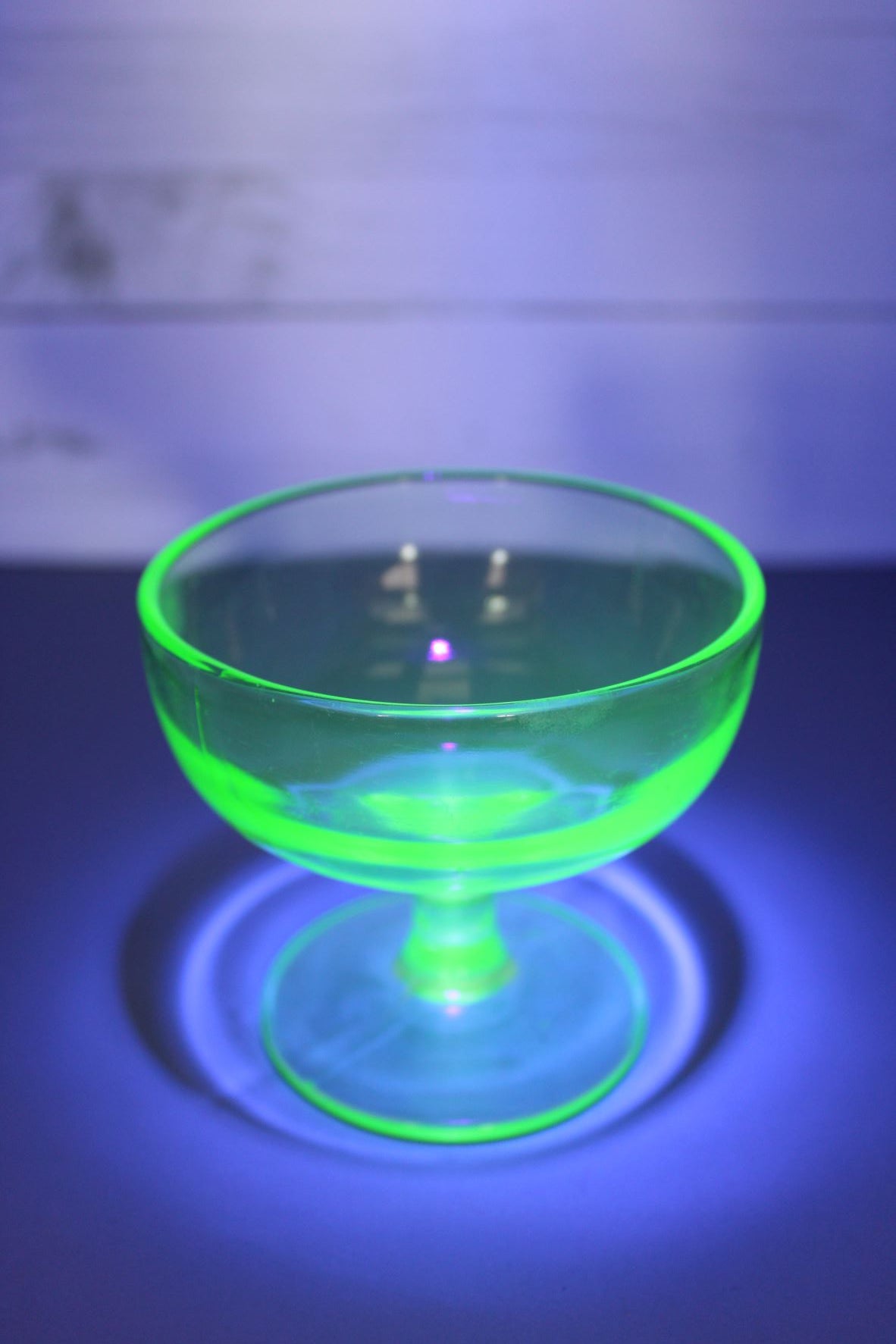 Vintage Green Uranium Glass Footed Sherbert