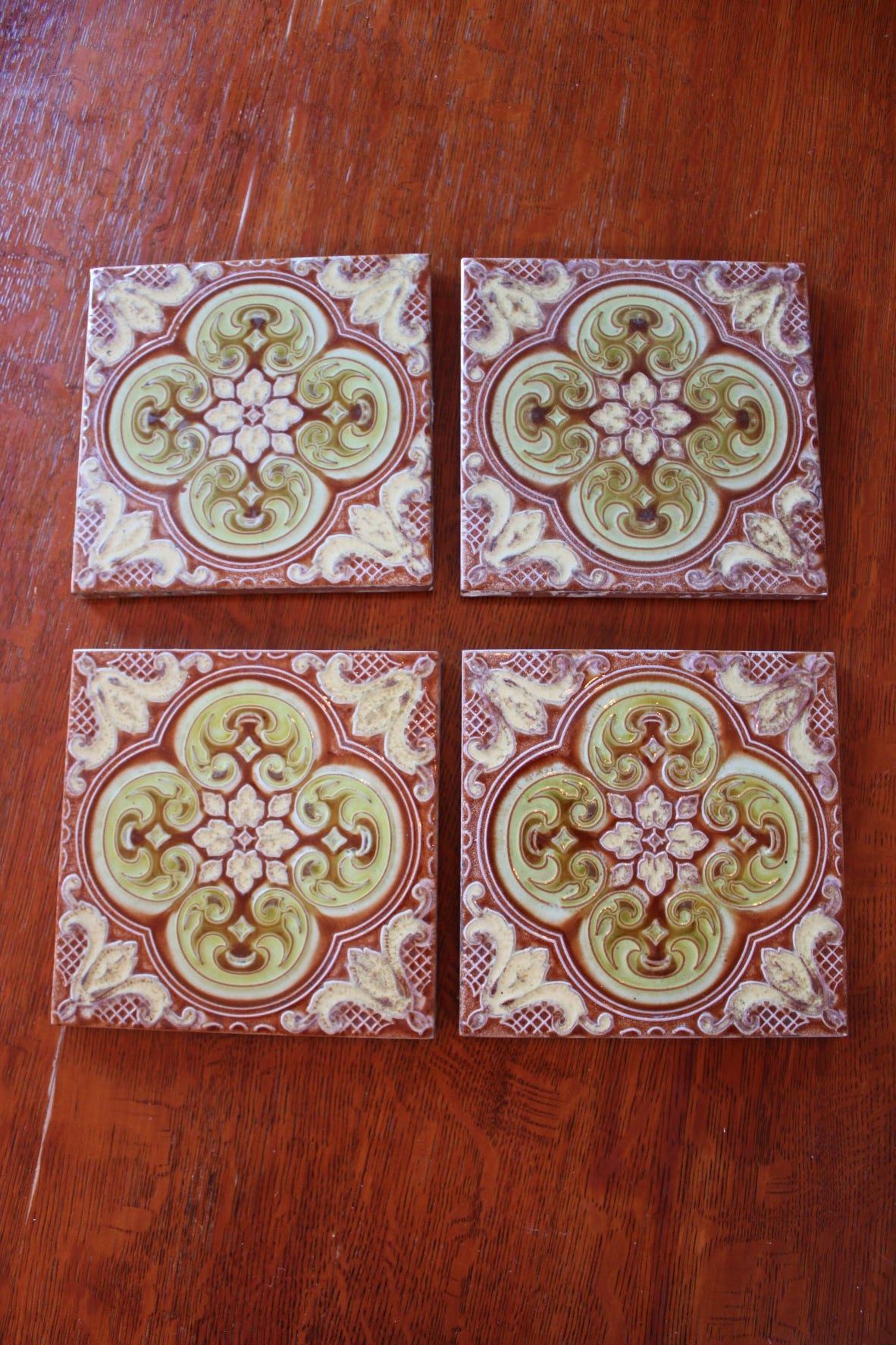 Set of 4 Vintage Italian Terra Cotta Tiles