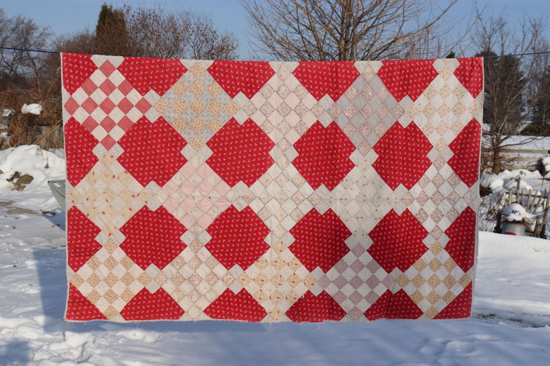Vintage Quilt With Reds