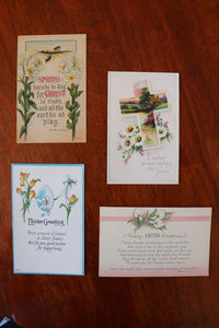 Box Lot of 4 Vintage Easter Postcards