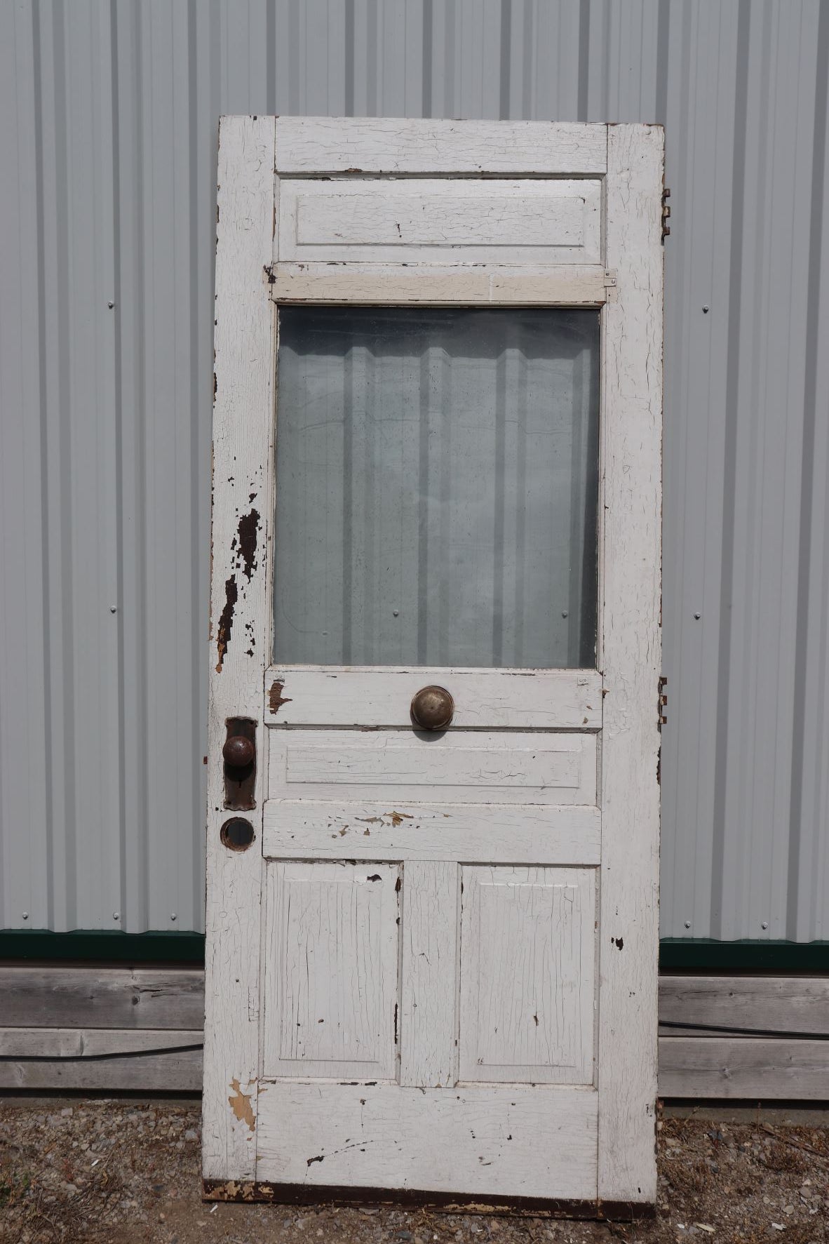 Old Wooden Exterior Door With Window