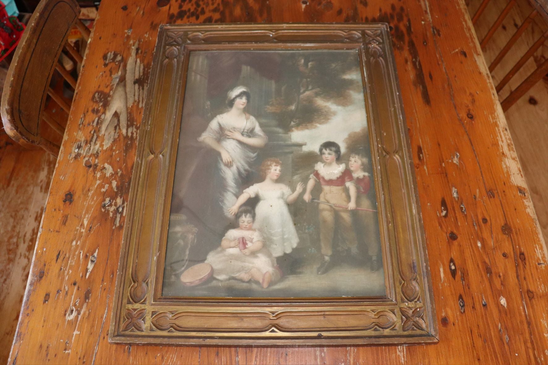 Old Print of Woman With Children In a Lovely Frame