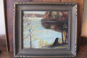 Vintage River Scene Painting - Signed