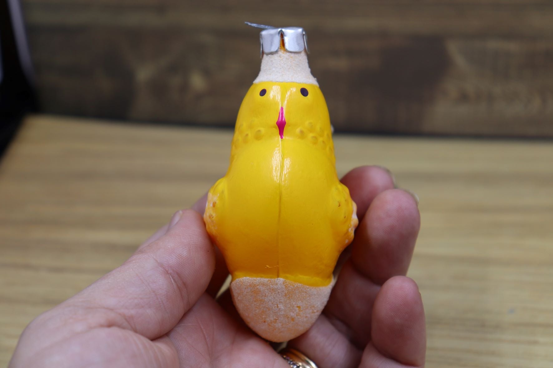 Vintage Figural Glass Christmas Ornament - Baby Chick
