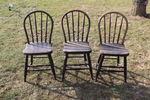 Three Old Hoop Back Farmhouse Chairs