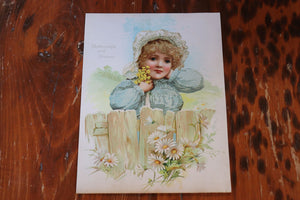 Victorian Print - Girl With Flowers