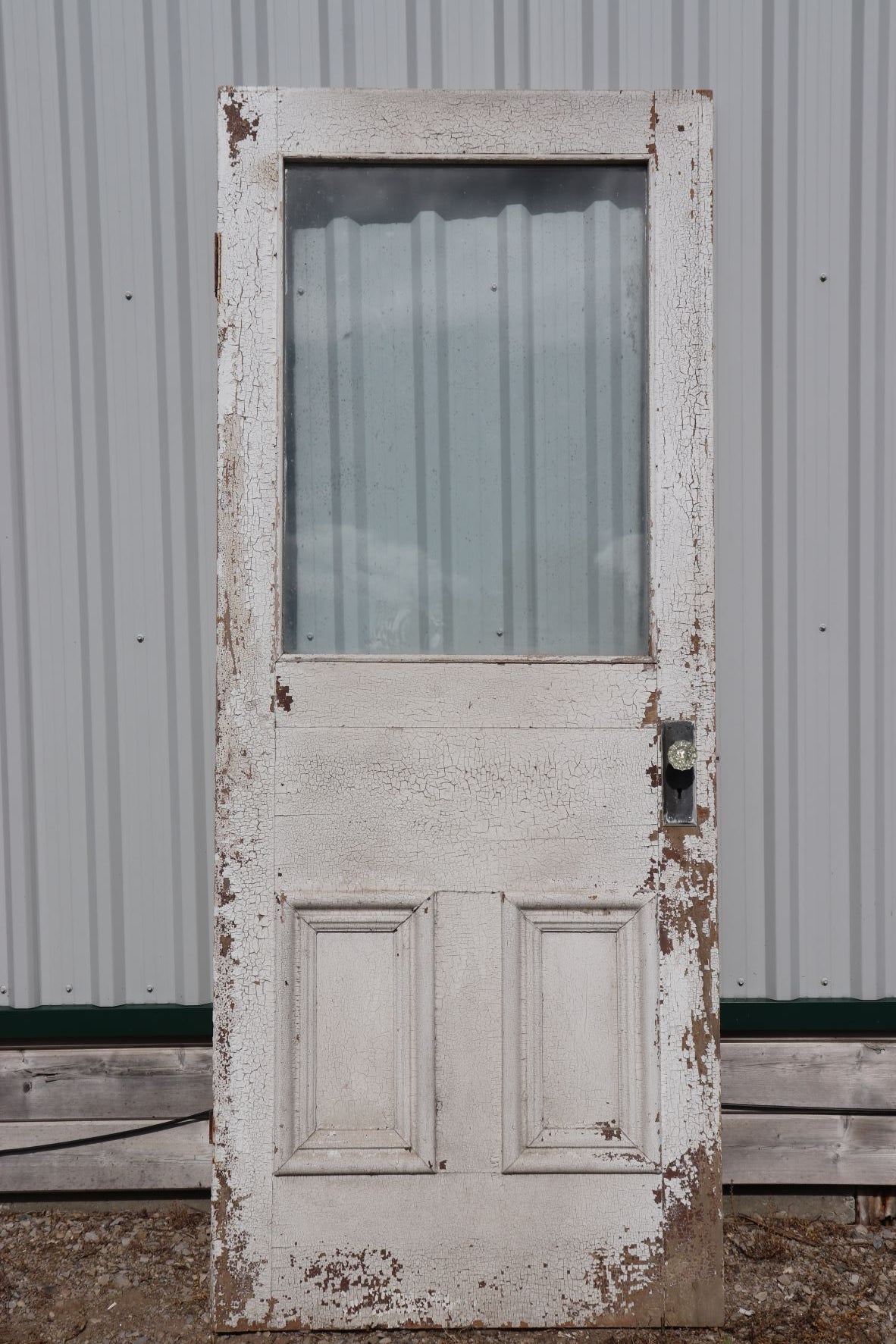Old Wooden Exterior Door With Window