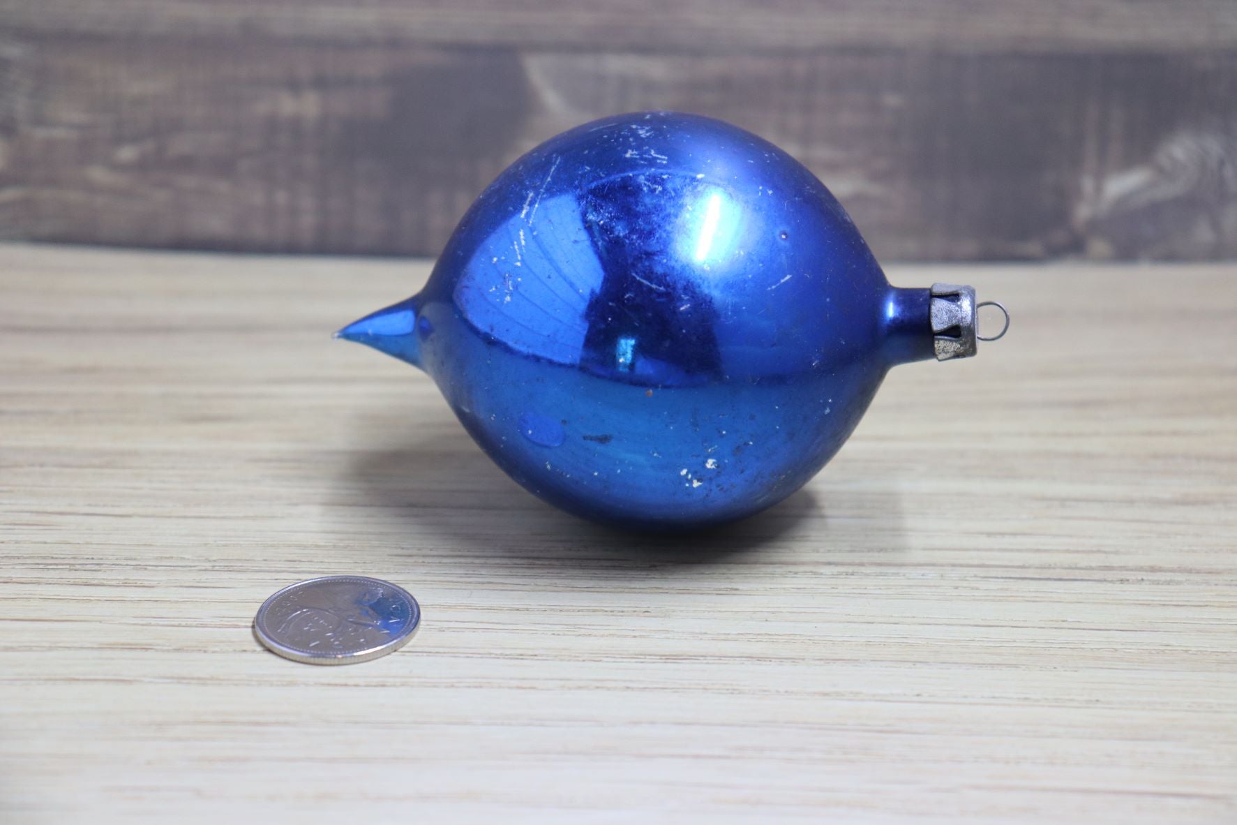 Vintage Blue Glass Ball Ornament