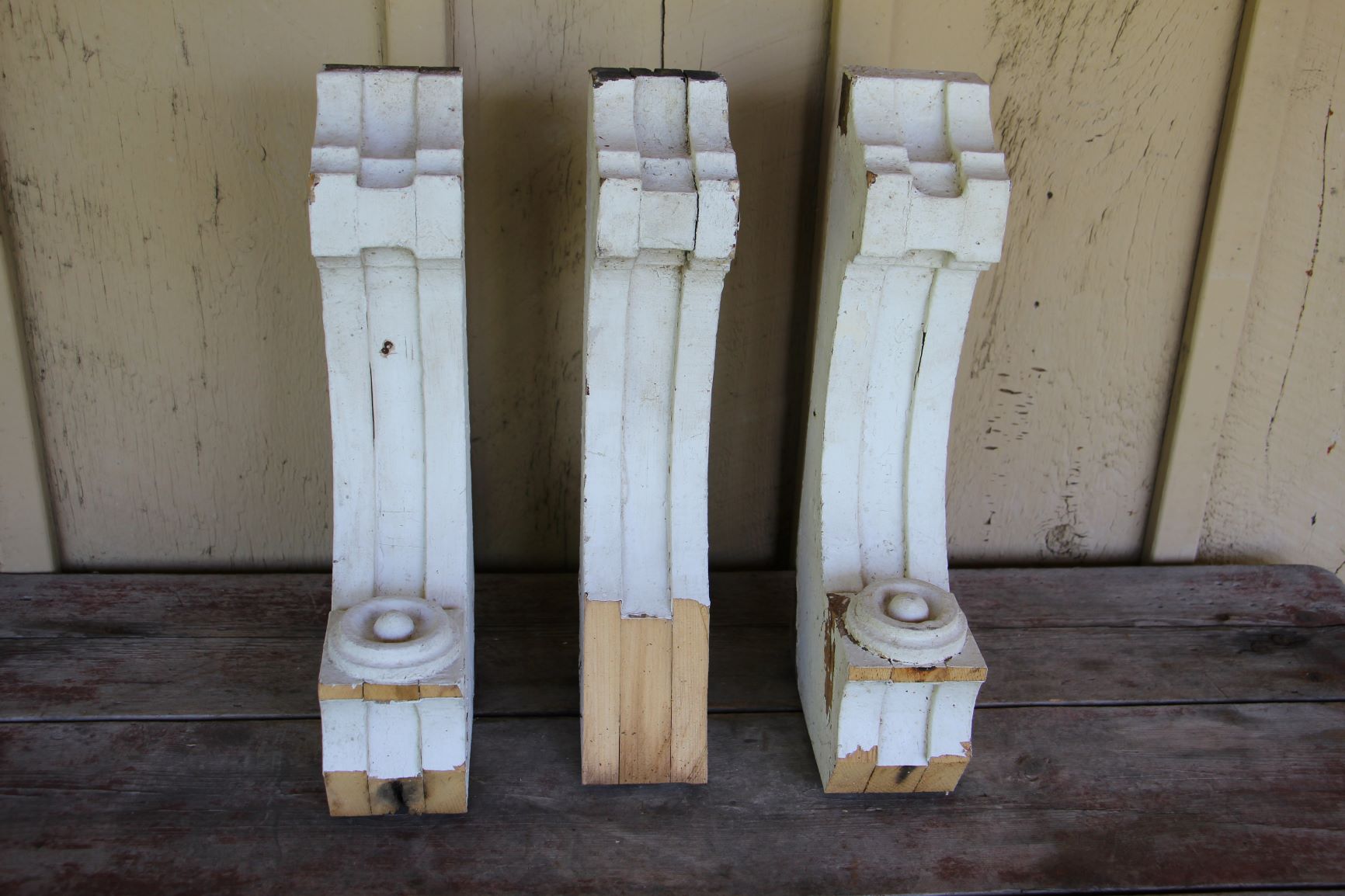 Set of 3 Vintage Wooden Corbels