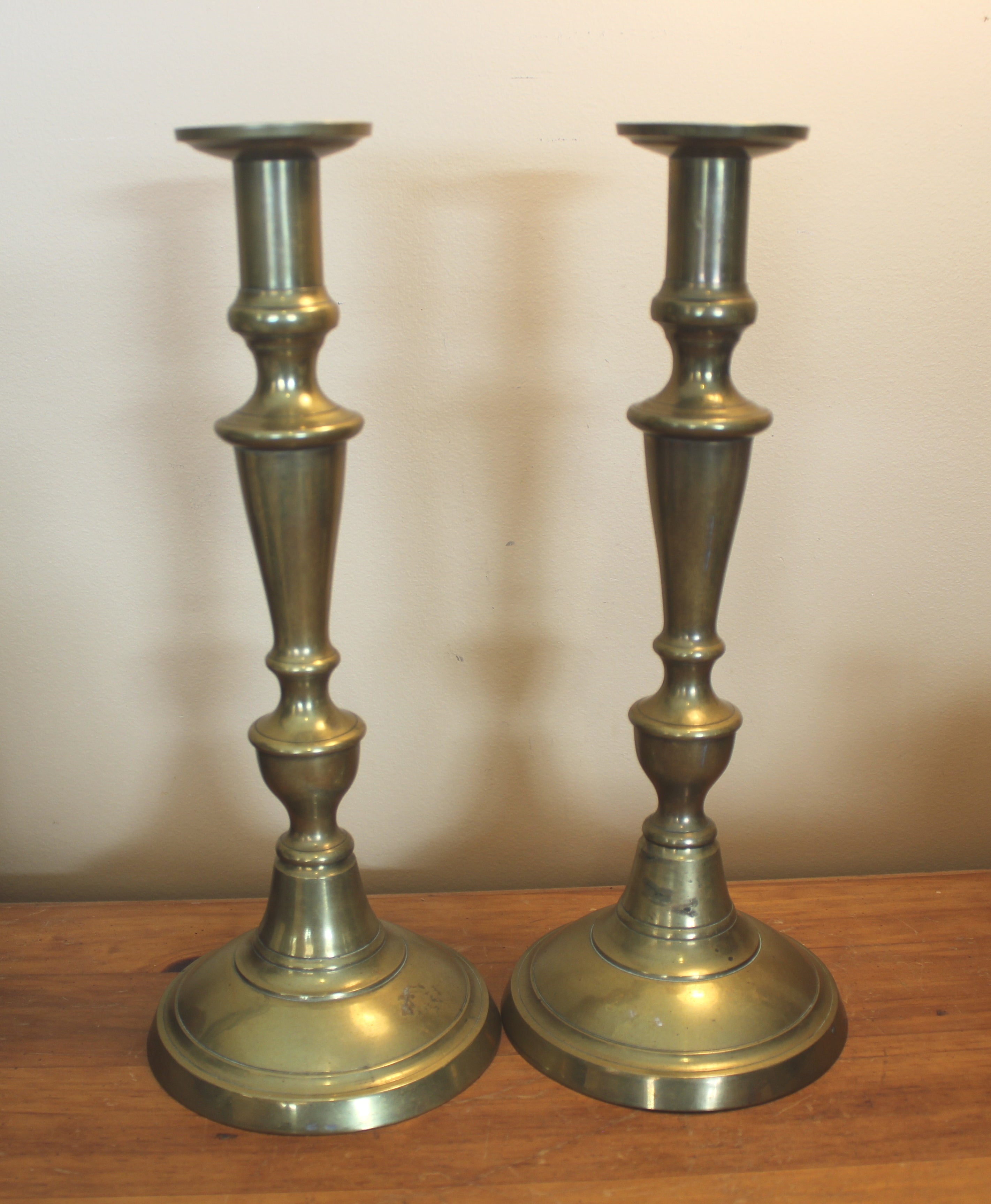 Vintage Tall Pair of Brass Candle Sticks #2
