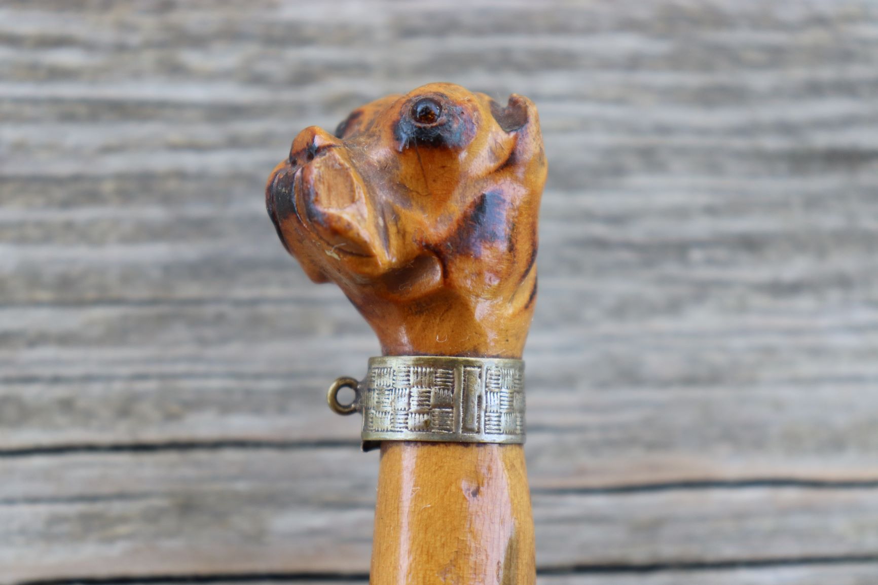 Vintage Walking Stick/Cane With Carved Wooden Dog's Head