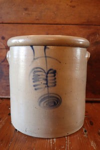 Old Stoneware Crock With The Number 4 And A Bee Sting Design