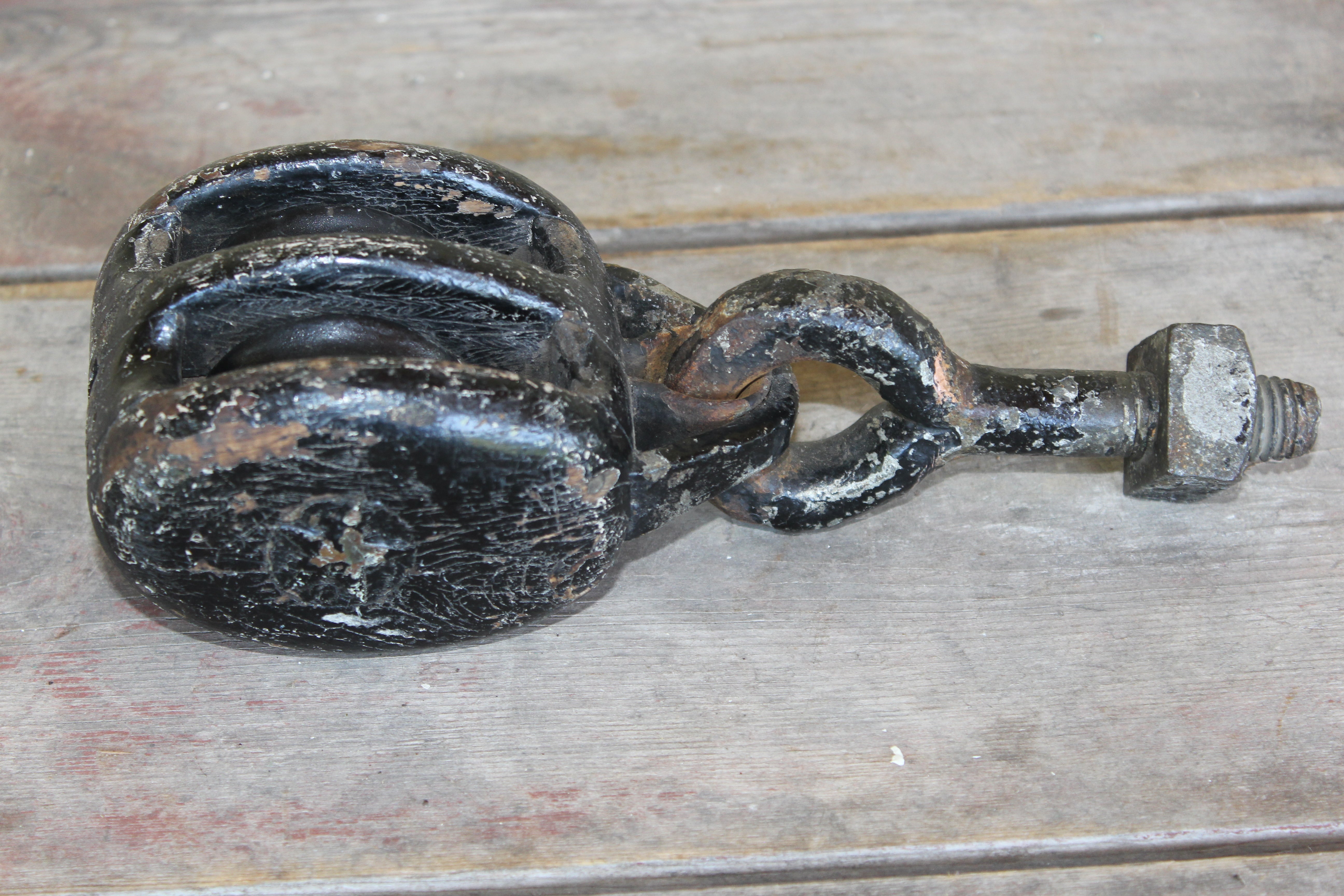 Old Wood and Metal Pulley