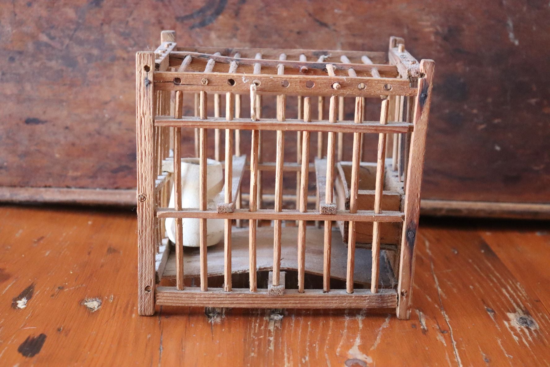 Old Wooden Coal Miner's Canary Bird Cage