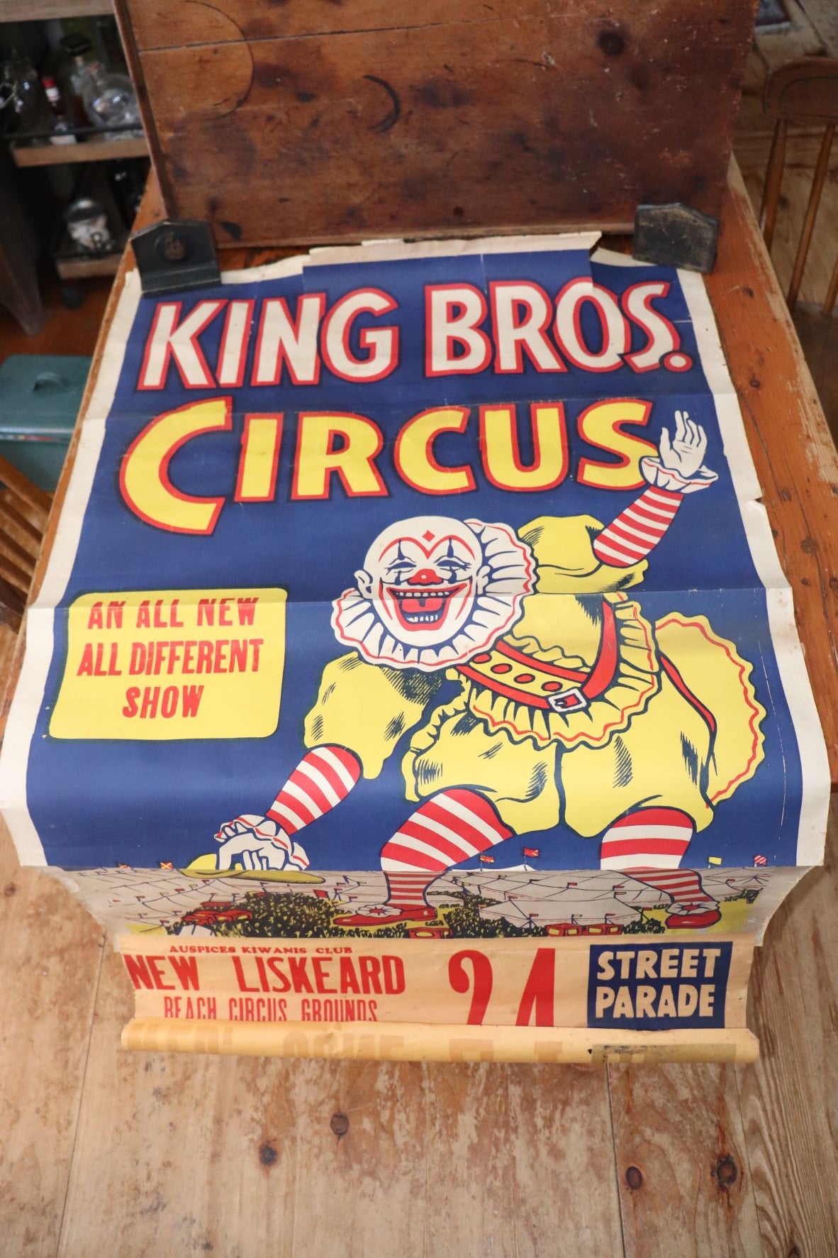 Vintage Large King Bros. Circus Poster - New Liskeard, Ontario