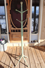 Load image into Gallery viewer, Antique Wooden Coat Rack/Hall Tree In Green Paint
