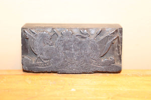 Vintage Printer's Block - Lion And Unicorn Coat Of Arms