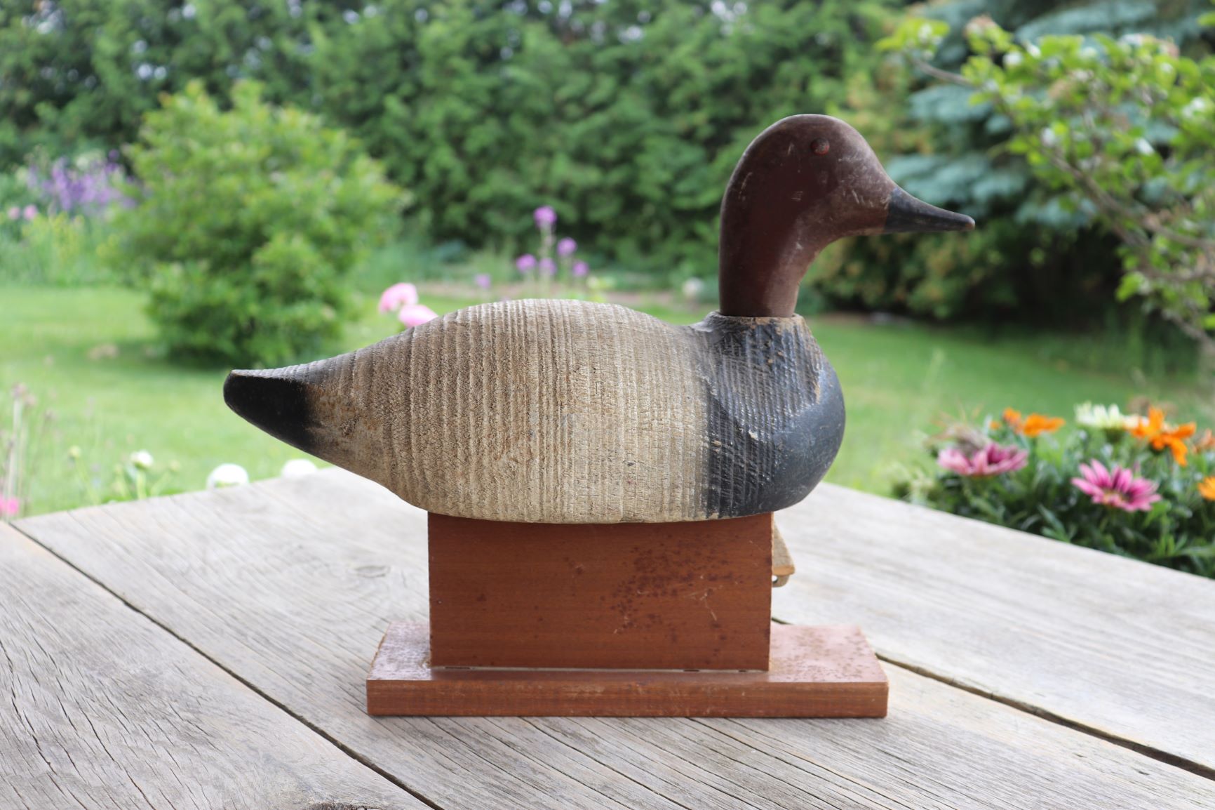 Old Wooden Decoy On Stand