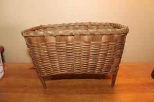 Old Small Splint Basket with Wooden Legs