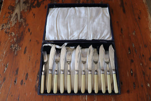 Vintage Fish Knives And Forks Cutlery Set By Sheffield