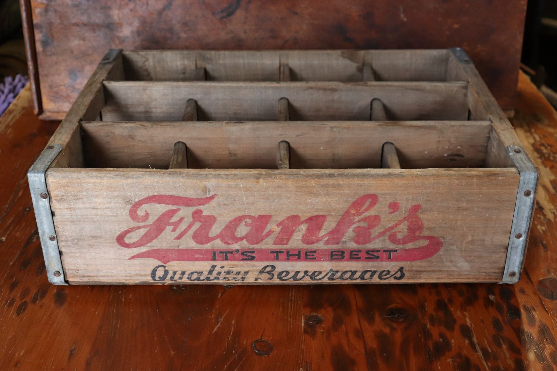 Vintage Wooden Frank's Beverages Crate