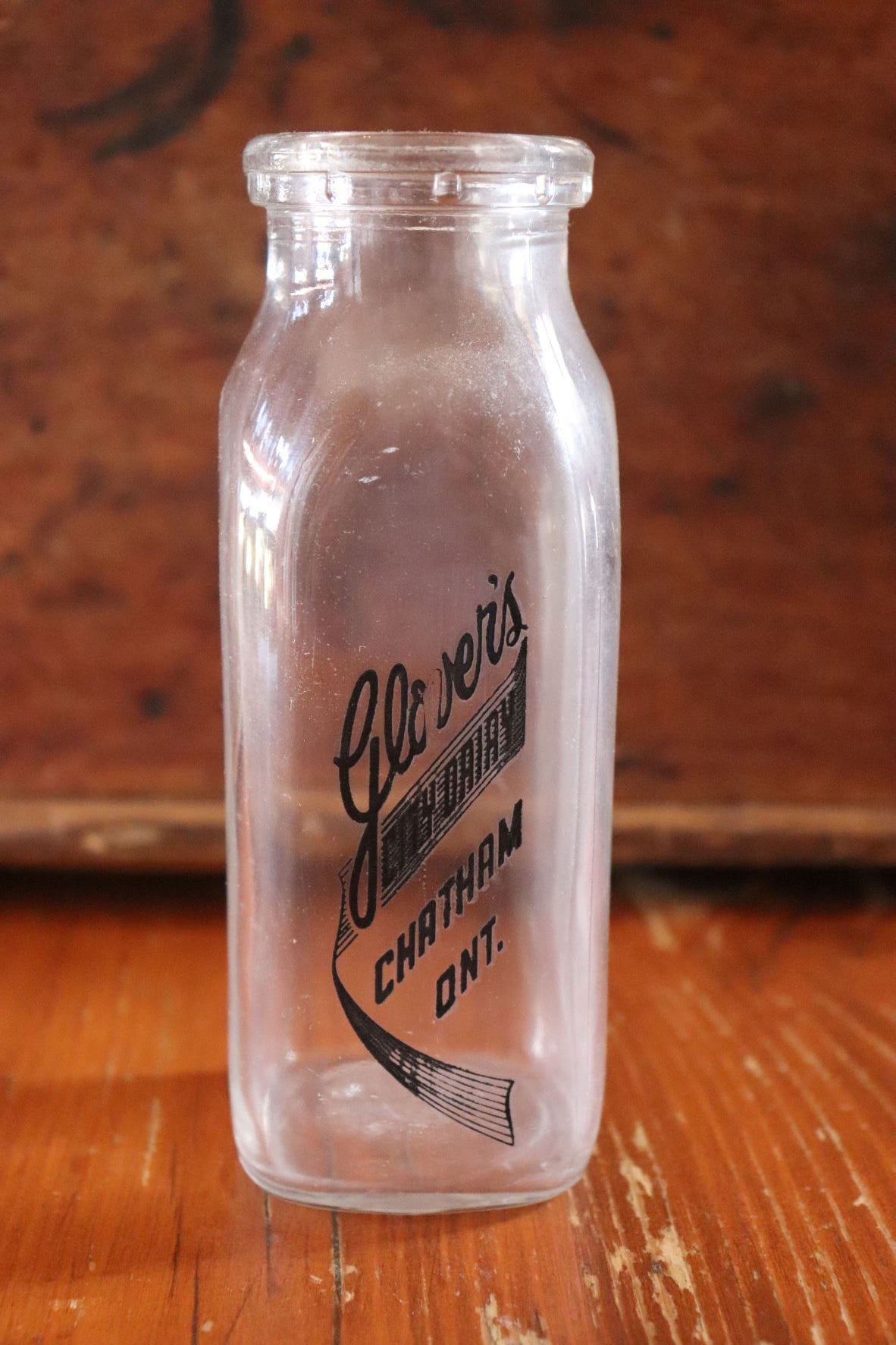 Vintage Small Glover's City Dairy Chatham, Ont. Milk Bottle