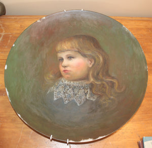 Old Painting Of A Young Girl Done On Glass