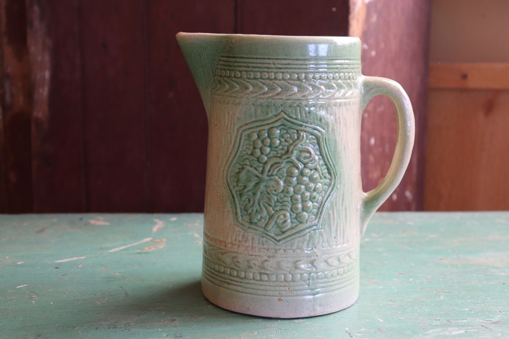 Vintage Pottery Pitcher/Jug With Grape Motif