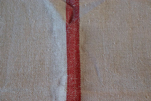 Vintage Hemp Linen Grain Sack With Red #2