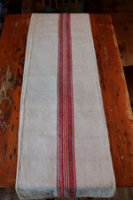 Load image into Gallery viewer, Vintage Hemp Linen Grain Sack -Red &amp; Black Stripes
