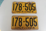 Load image into Gallery viewer, Vintage Pair of 1924 Ontario License Plates
