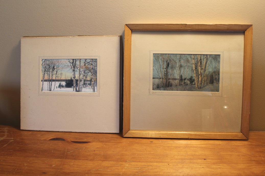 Pair of Hand Coloured Photographs of Northern Ontario - Signed