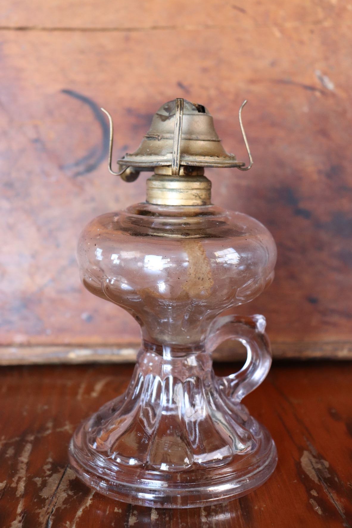 Old Glass Finger Oil Lamp