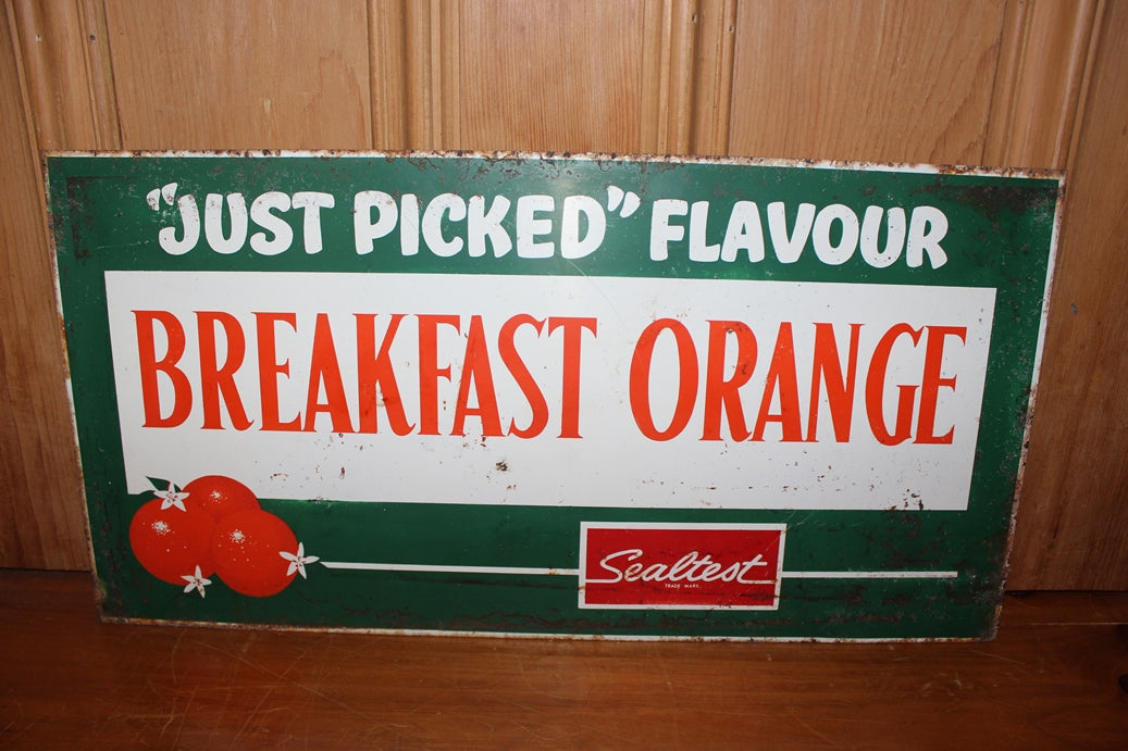 Vintage Sealtest Breakfast Orange Tin Sign